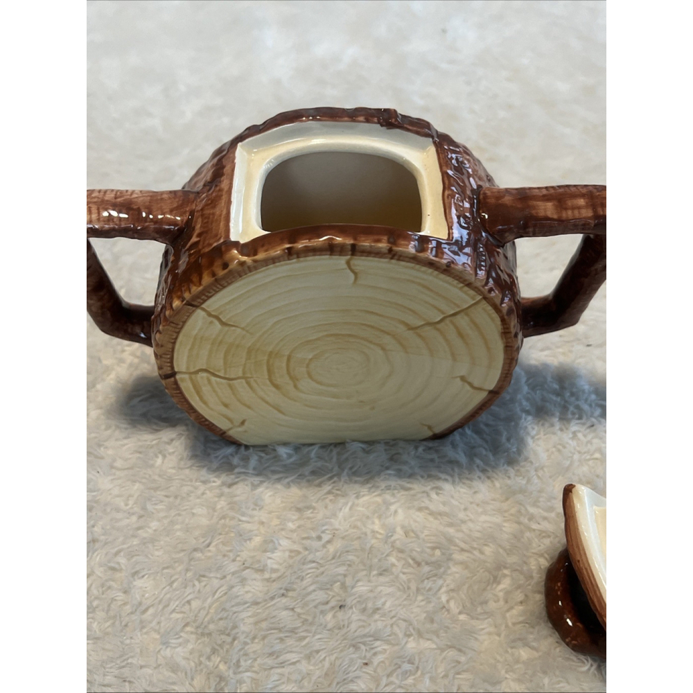 Fitz & Floyd 1993 The Sugar Pine Ceramic Log Cabin Sugar Bowl | Rustic Lodge - Picture 12 of 16